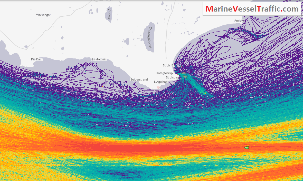 Live Marine Traffic, Density Map and Current Position of ships in CAPE AGULHAS